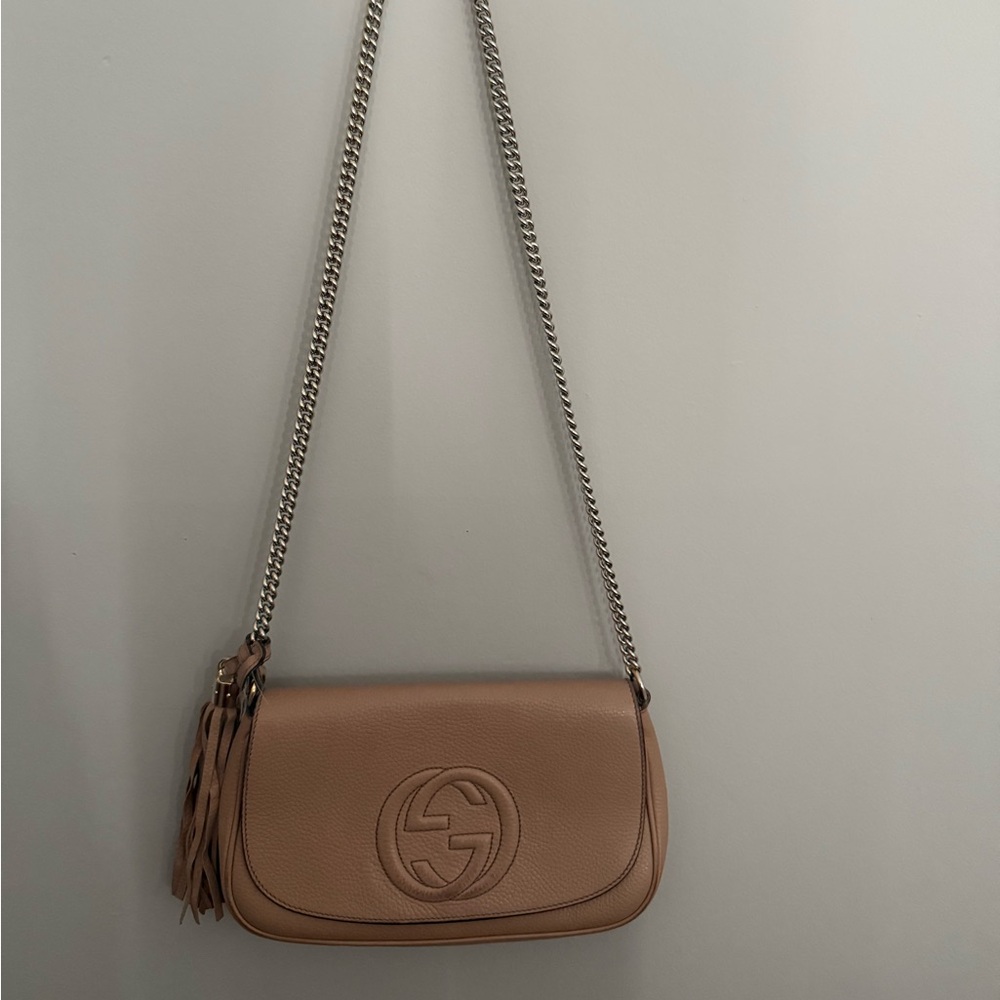 Authentic Gucci Beige Leather Crossbody Bag